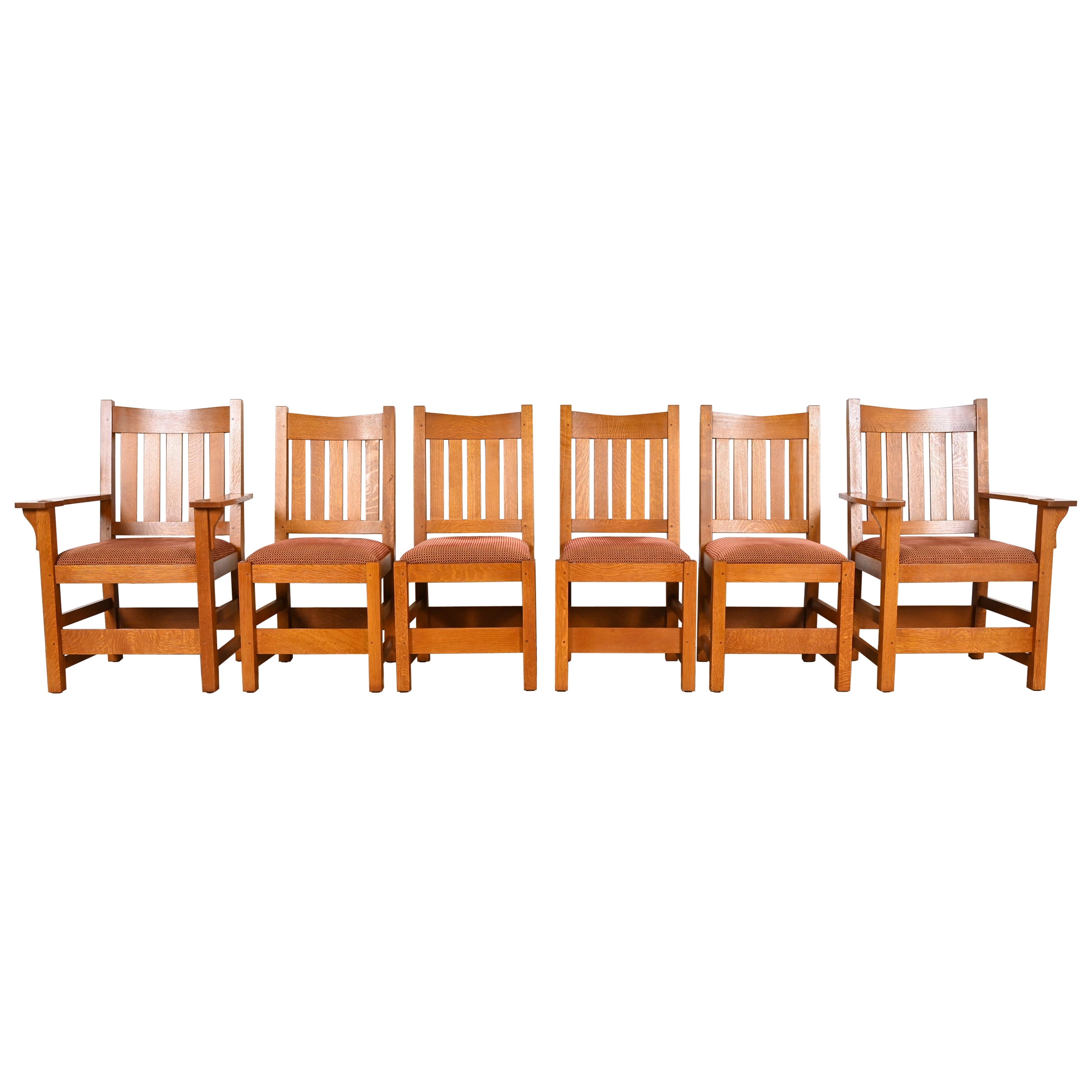Stickley Mission Oak Arts & Crafts Dining Chairs, Set of Six
