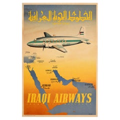 Original-Vintage-Reiseplakat Iraqi Airways State Railways, Nahen Osten Irak