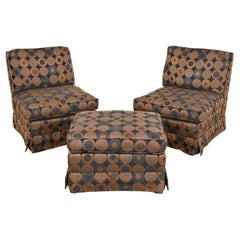 Baker Furniture Sedie da salotto moderne senza braccioli imbottite con ottomana