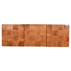 Milo Baughman for Thayer Coggin Patchwork Burl Wood Floating Sideboard Credenza