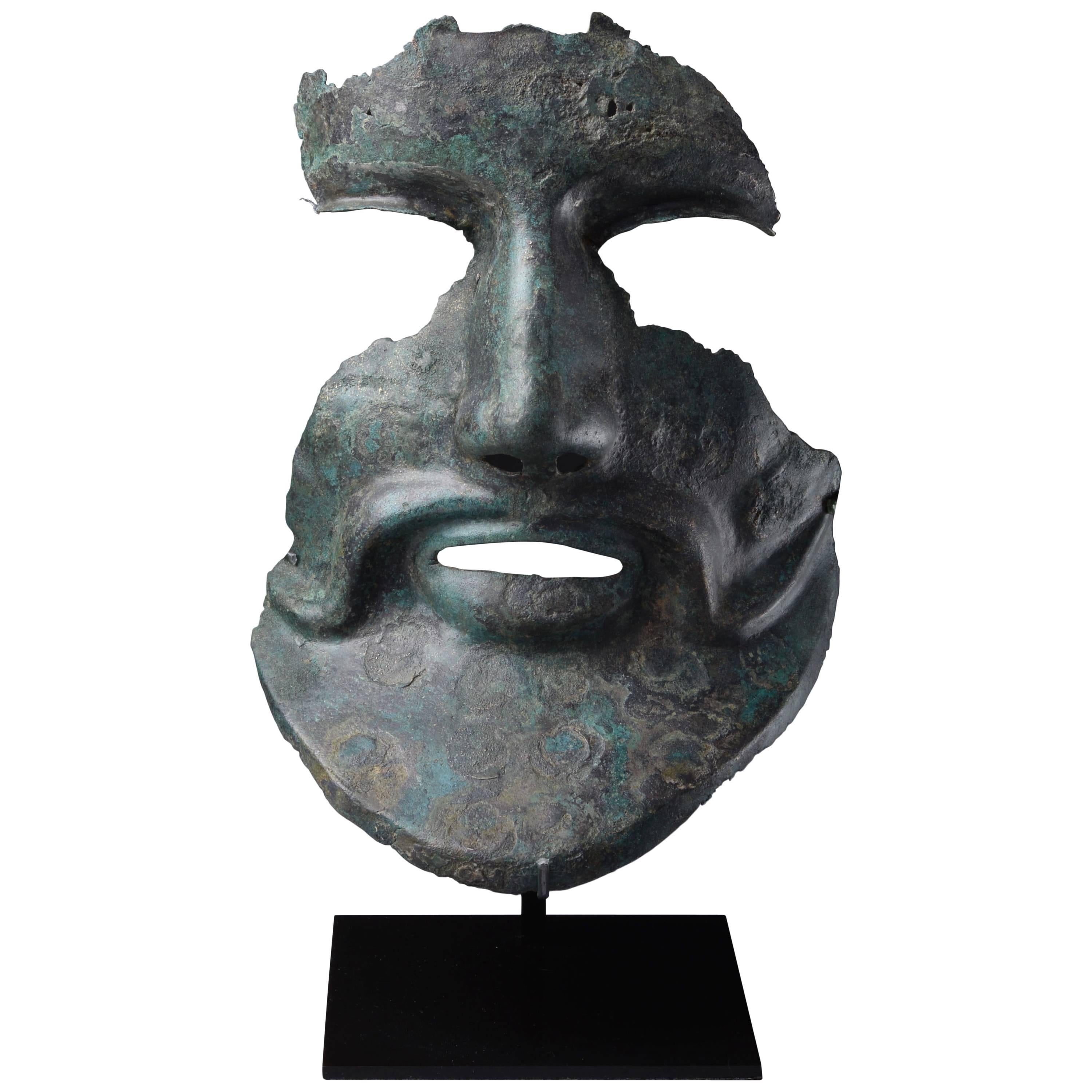 Ancient Greek Bronze Helmet Mask, 350 BC