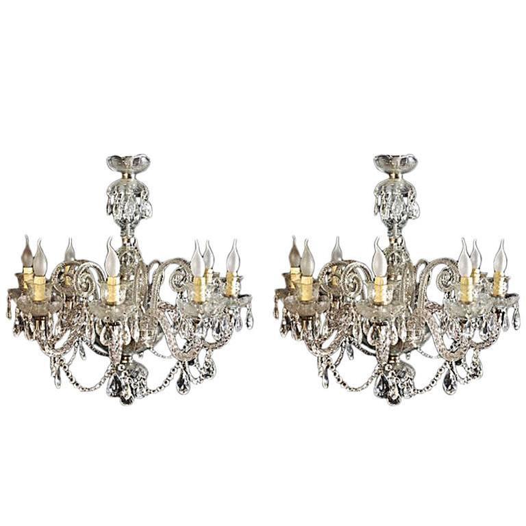 Stunning Pair Of Vintage Venetian Eight Light Chandeliers For Stunning Pair Of Vintage Venetian Eight Light Chandeliers 1