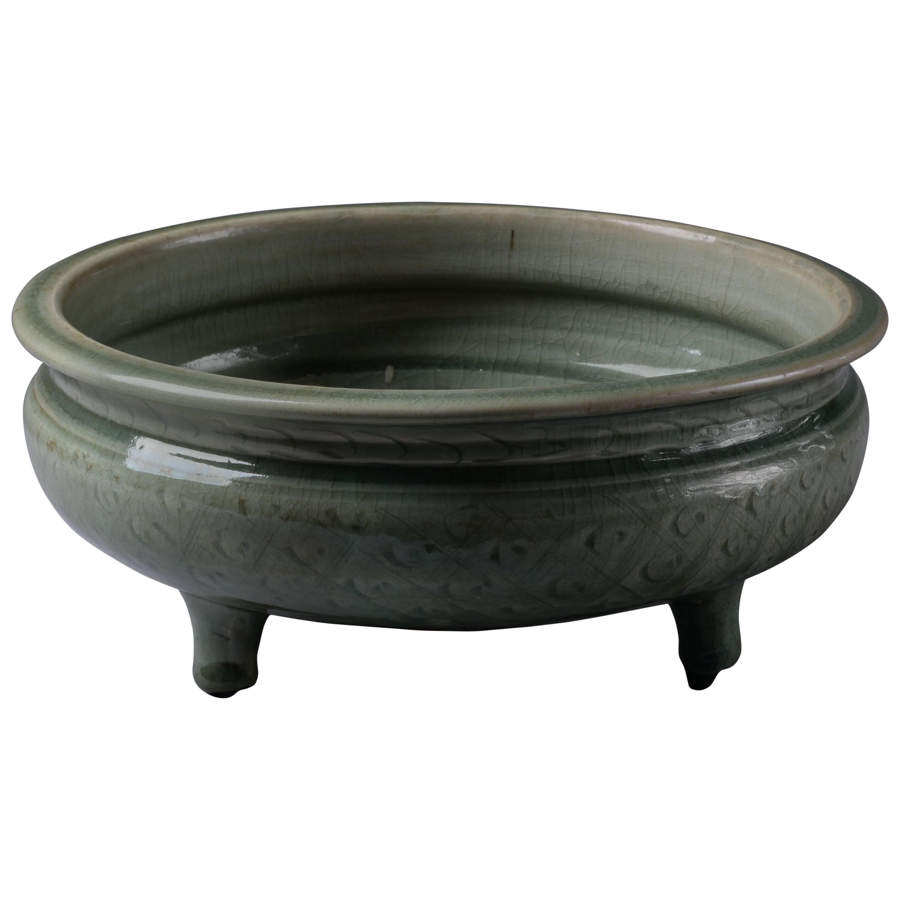 Chinese Ming Dynasty Longquan Tripod Censer, 15th Century