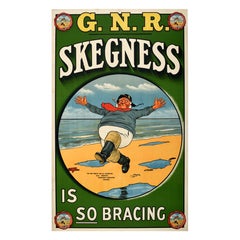 Original Antique Travel Poster Skegness So Bracing GNR Fisherman John Hassall