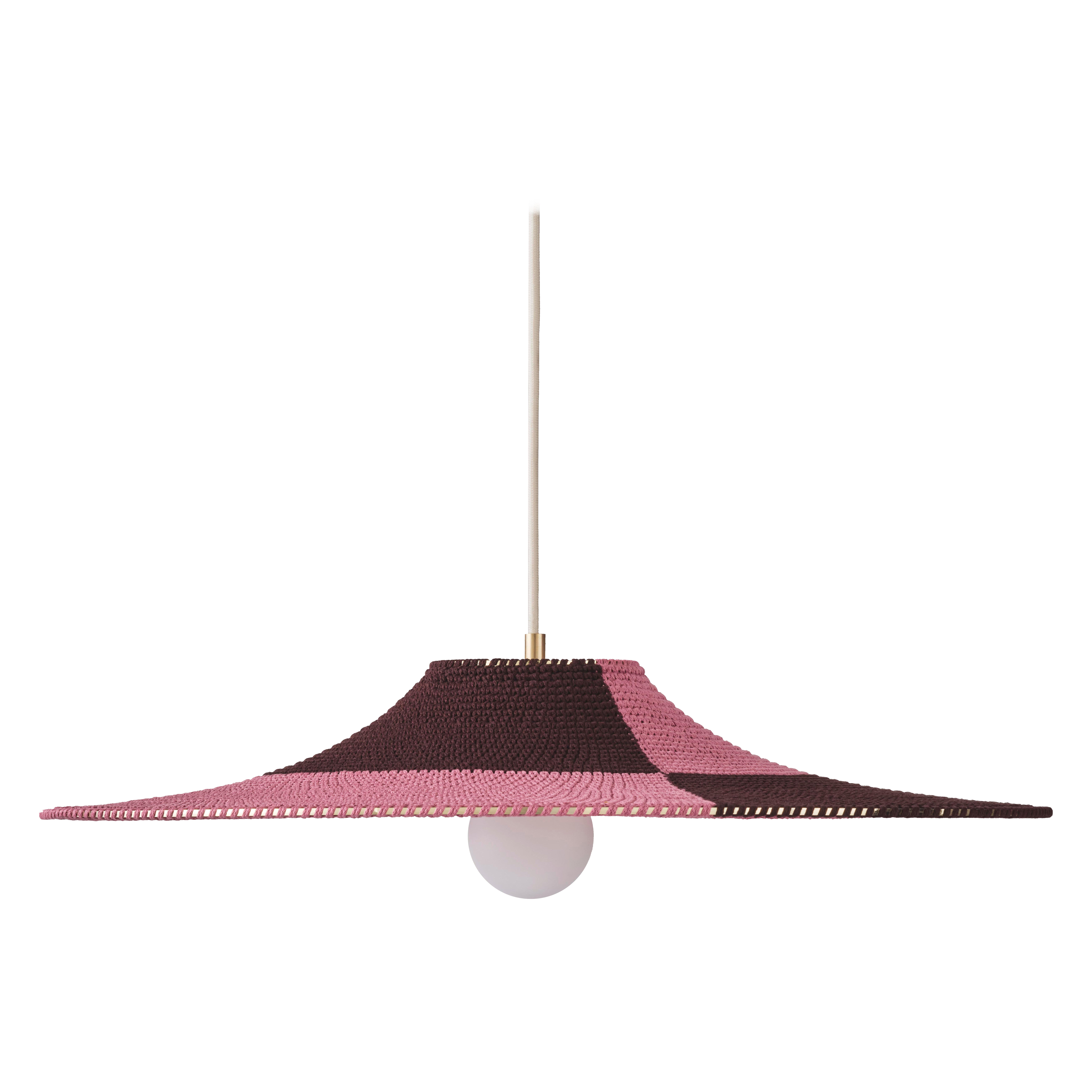 Paralume semplice 01 realizzato a mano, ciondolo Demi a doppio tessuto con finiture profonde, Ø60cm/23,6in