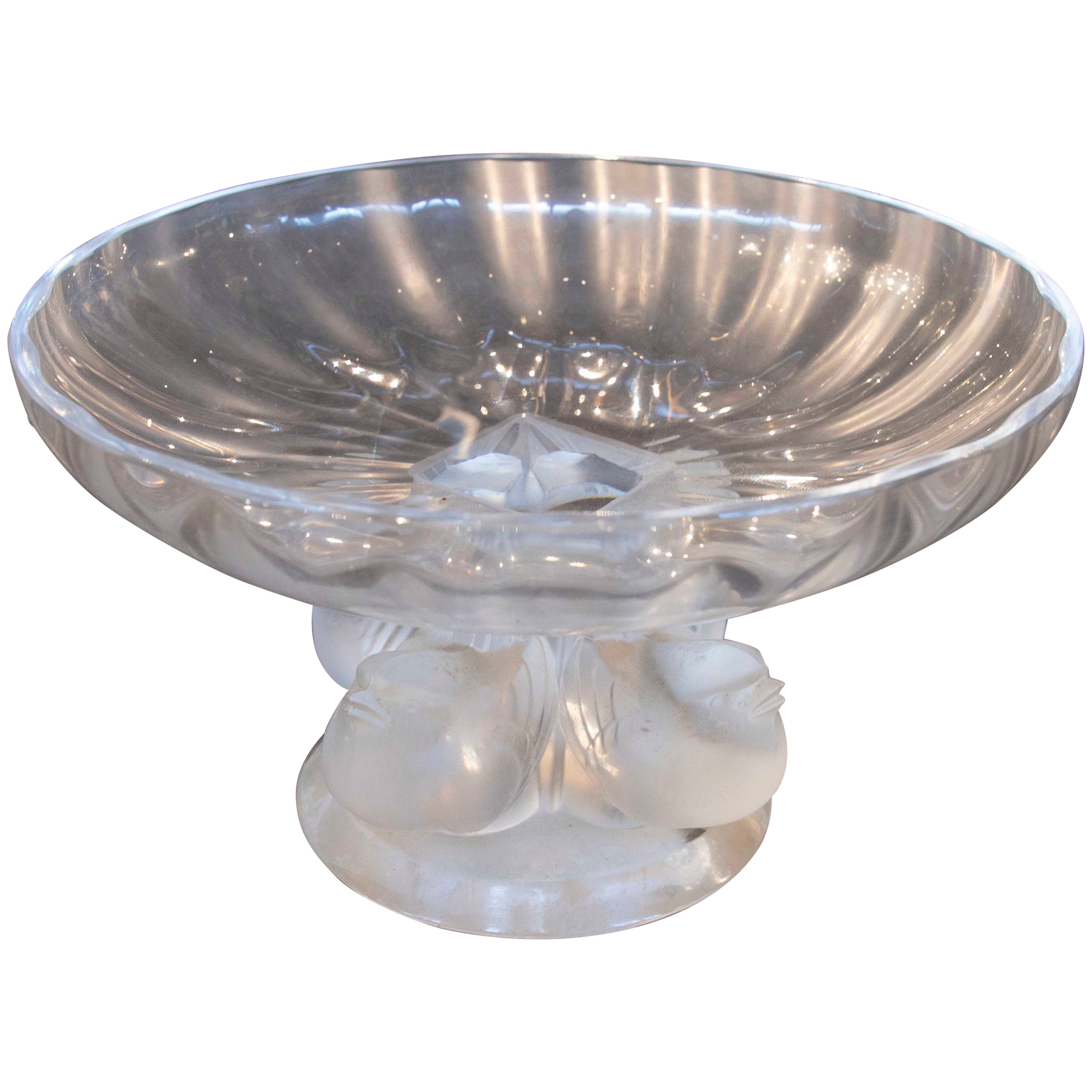 1950er Glasmittelstück mit Vogelmotiv