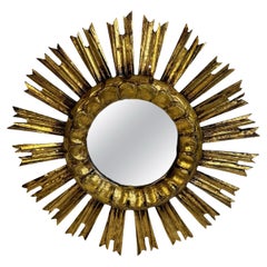 Schöner Starburst Sunburst Vergoldeter Holzspiegel, Deutschland ca. 1950er Jahre