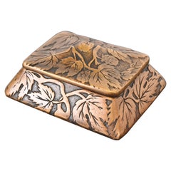 Marshall Field & Co. Antique Floral Ivy Bronze Stamp Box or Jewelry Box