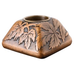 Marshall Field & Co. Antique Floral Ivy Bronze Candle Holder, Circa 1910