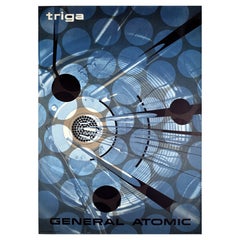 Poster originale della General Dynamics d'epoca Triga General Atomic Erik Nitsche
