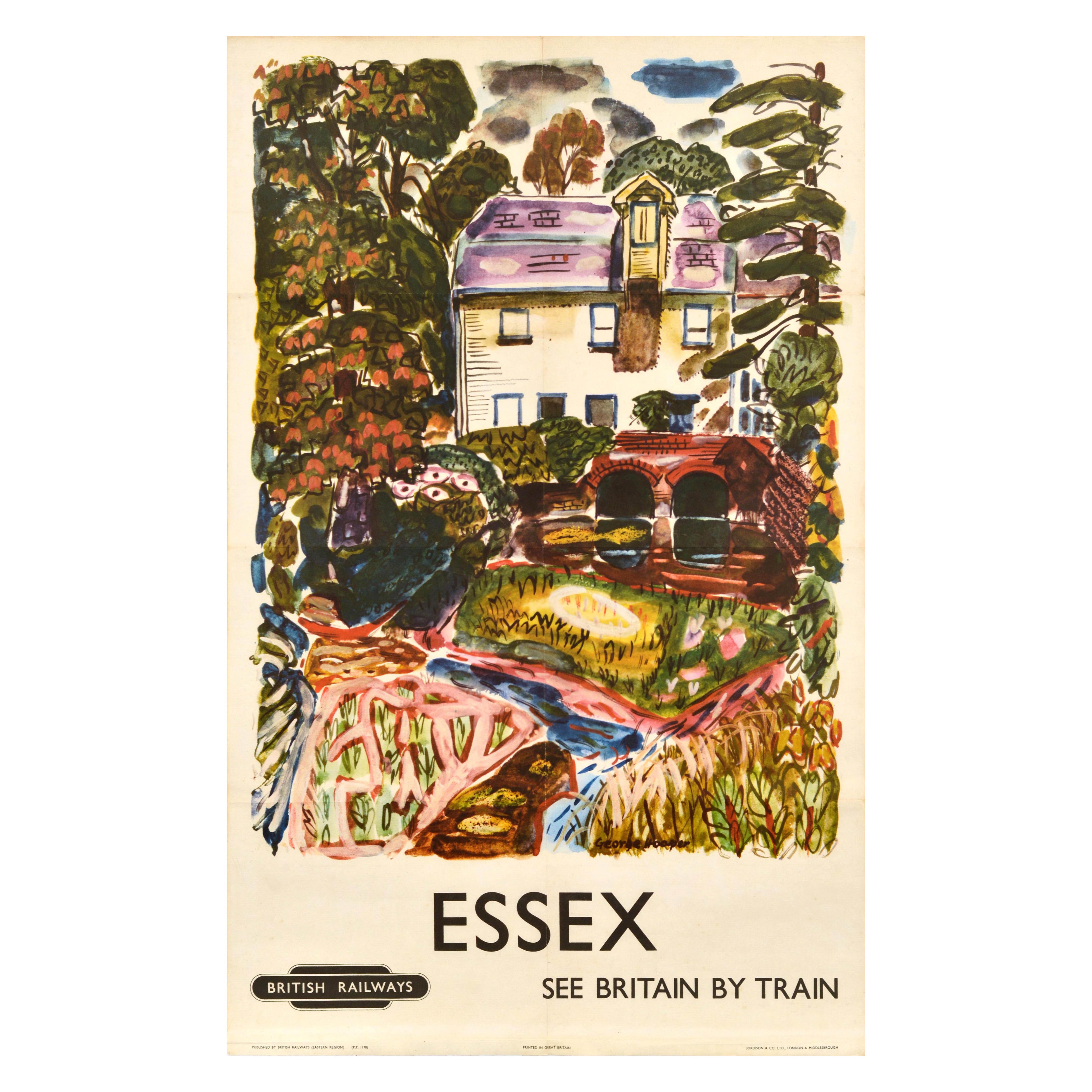 Poster di viaggio originale delle British Railways d'epoca Essex Vedere la Gran Bretagna in treno