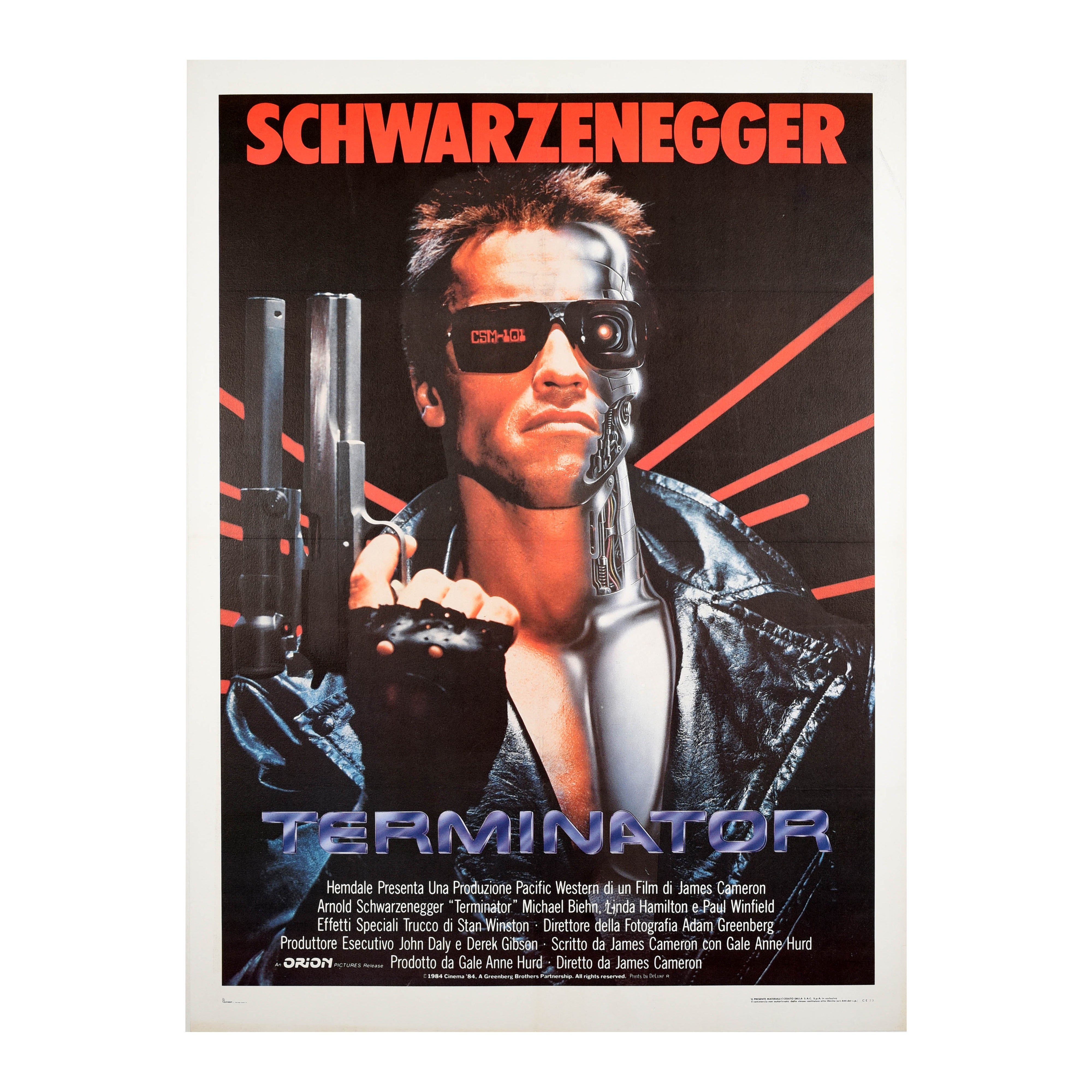 Cartel original de época de la película Terminator Arnold Schwarzenegger James Cameron