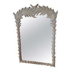 Miroir mural vintage de style Serge Roche, Palm Beach, feuilles de grenouilles et arbre