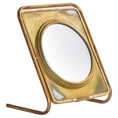Diseñador italiano, Espejo de mesa, Latón, Italia, Década de 1930