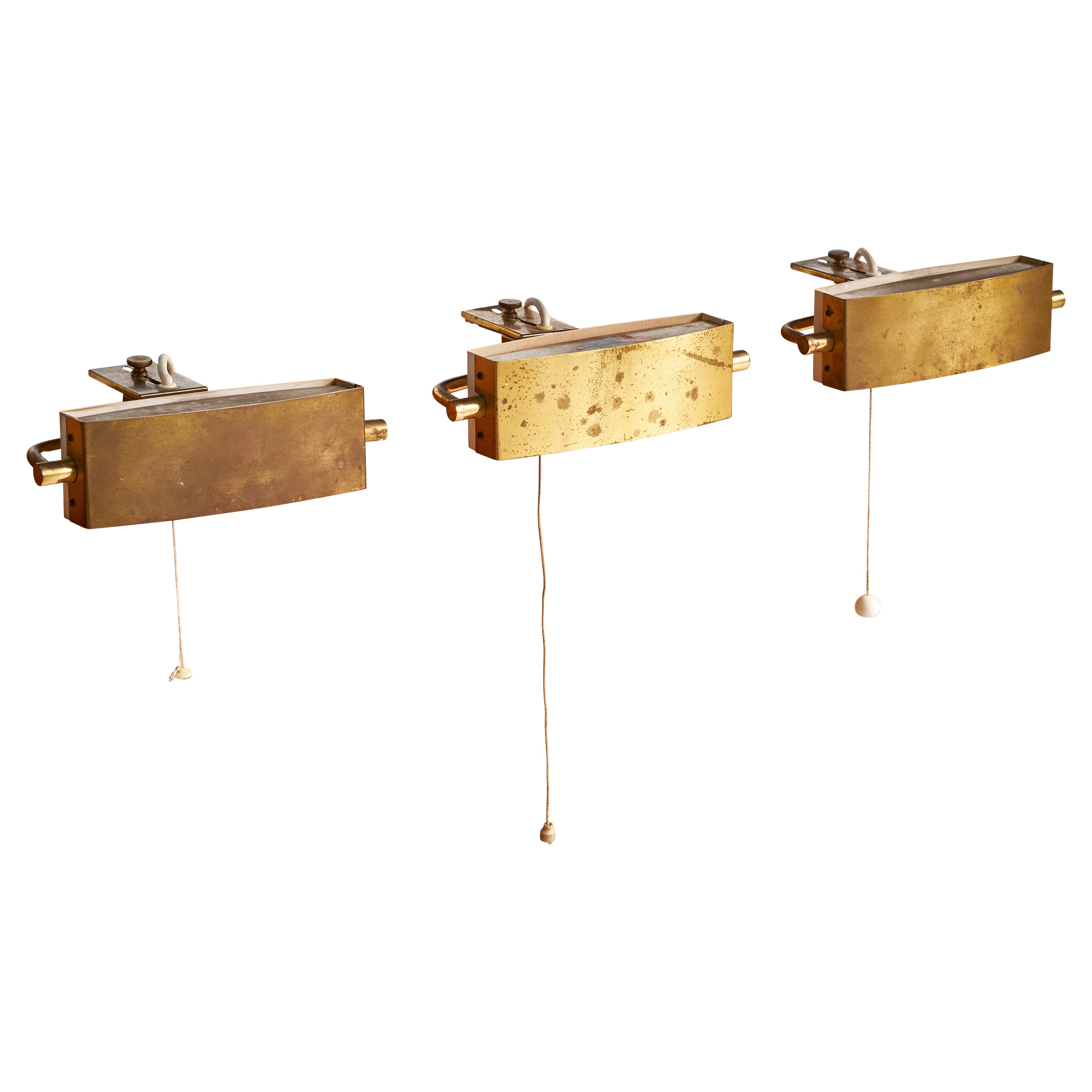 Jacques Biny, Task Lights, Brass, Metal, France, 1950s