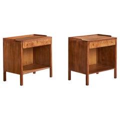 John Widdicomb, Nightstands, Walnut, Burl, Brass, USA, 1950s