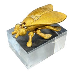 Baratija Abeja de Mediados de Siglo para Joyería, Salero Pimentero sobre Base de Lucite