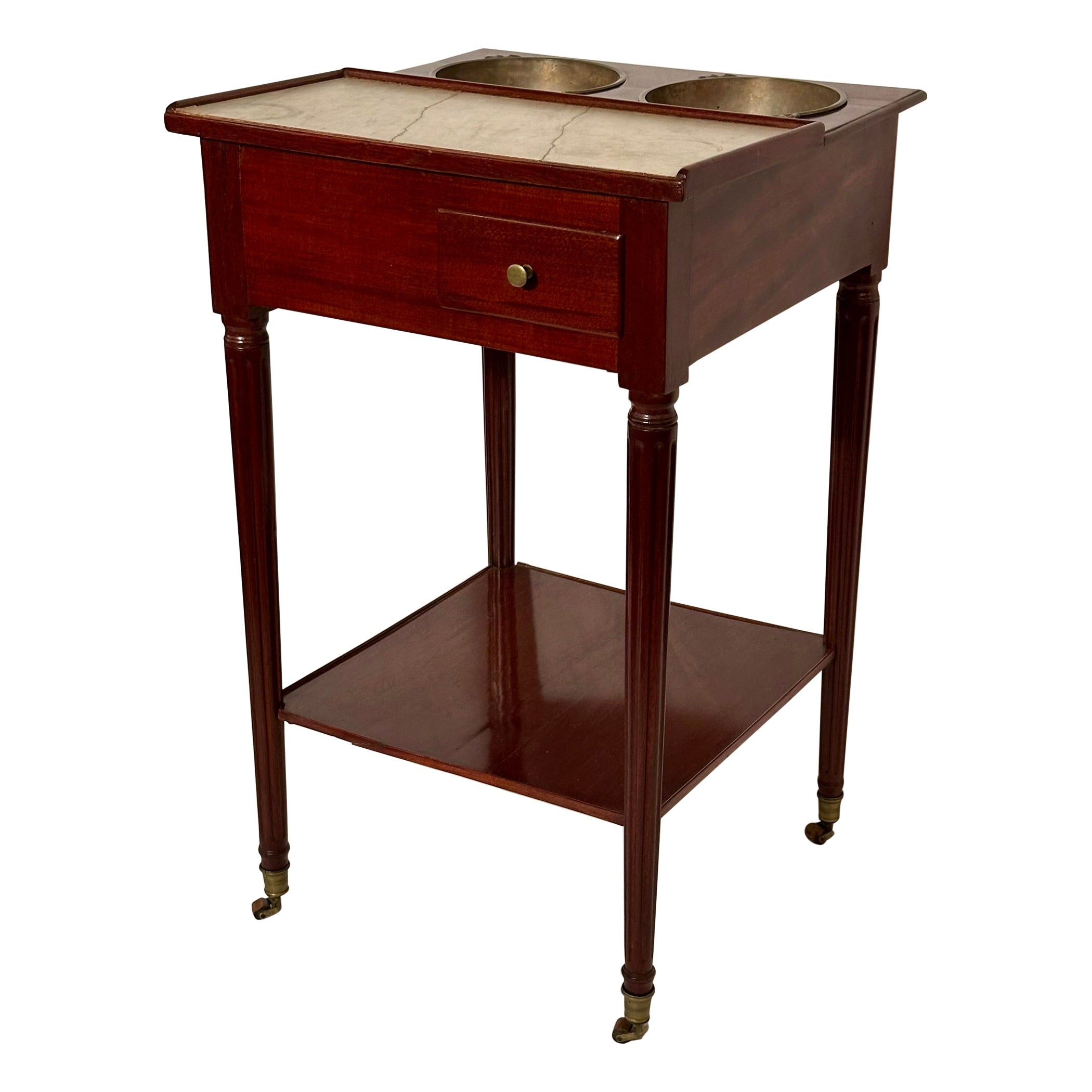 Antique French Mahogany and Marble Rafraîchissoir or Wine Table, Circa 1900's.