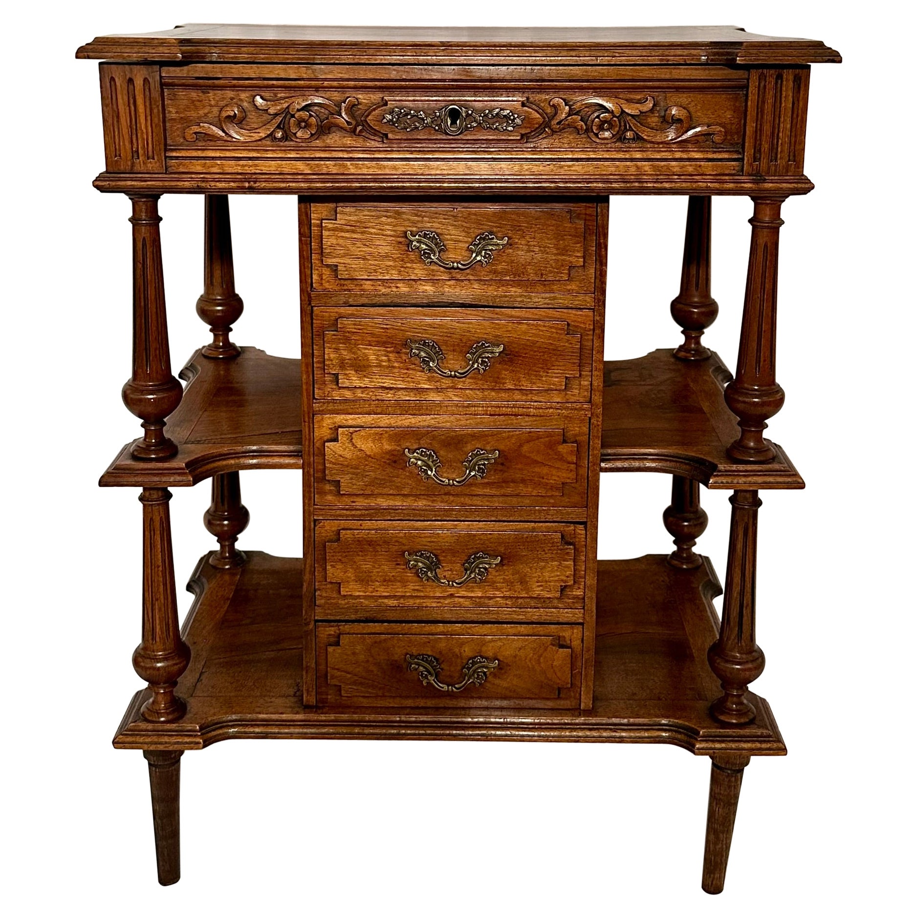 Antique French Vanity Table con specchio, 1880 circa.