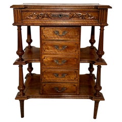 Antique French Walnut Vanity Table with Mirror, Circa 1880.