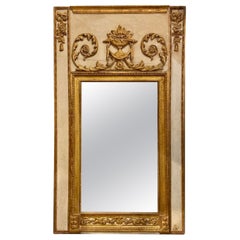 19th Century French Carved and Parcel Gilt Trumeau Mirror