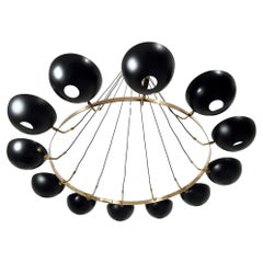 Italian Modern Chandelier in Brass and Enamel by Fabio Ltd
