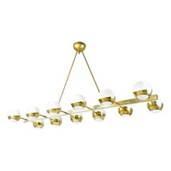 Italian Modern Chandelier in Brass and Opaline Glass by Fabio Ltd