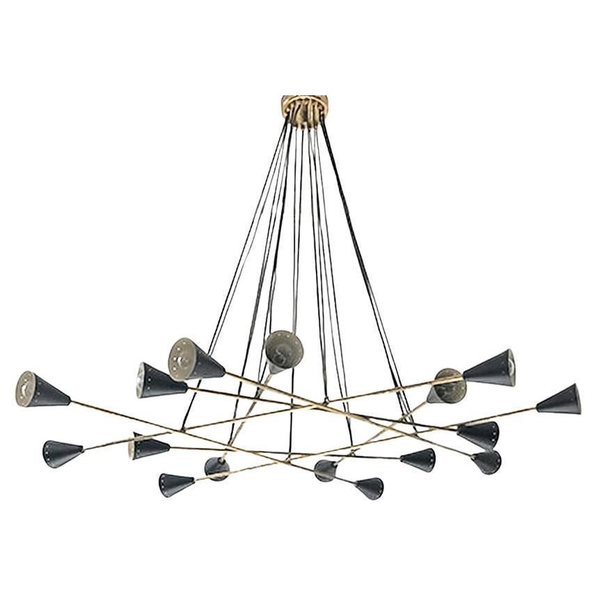 Moderner italienischer moderner Kronleuchter aus Messing und Emaille von Fabio Ltd im Angebot