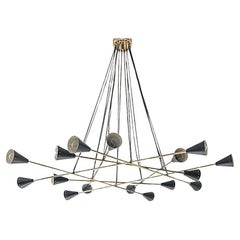 Italian Modern Chandelier in Brass and Enamel by Fabio Ltd