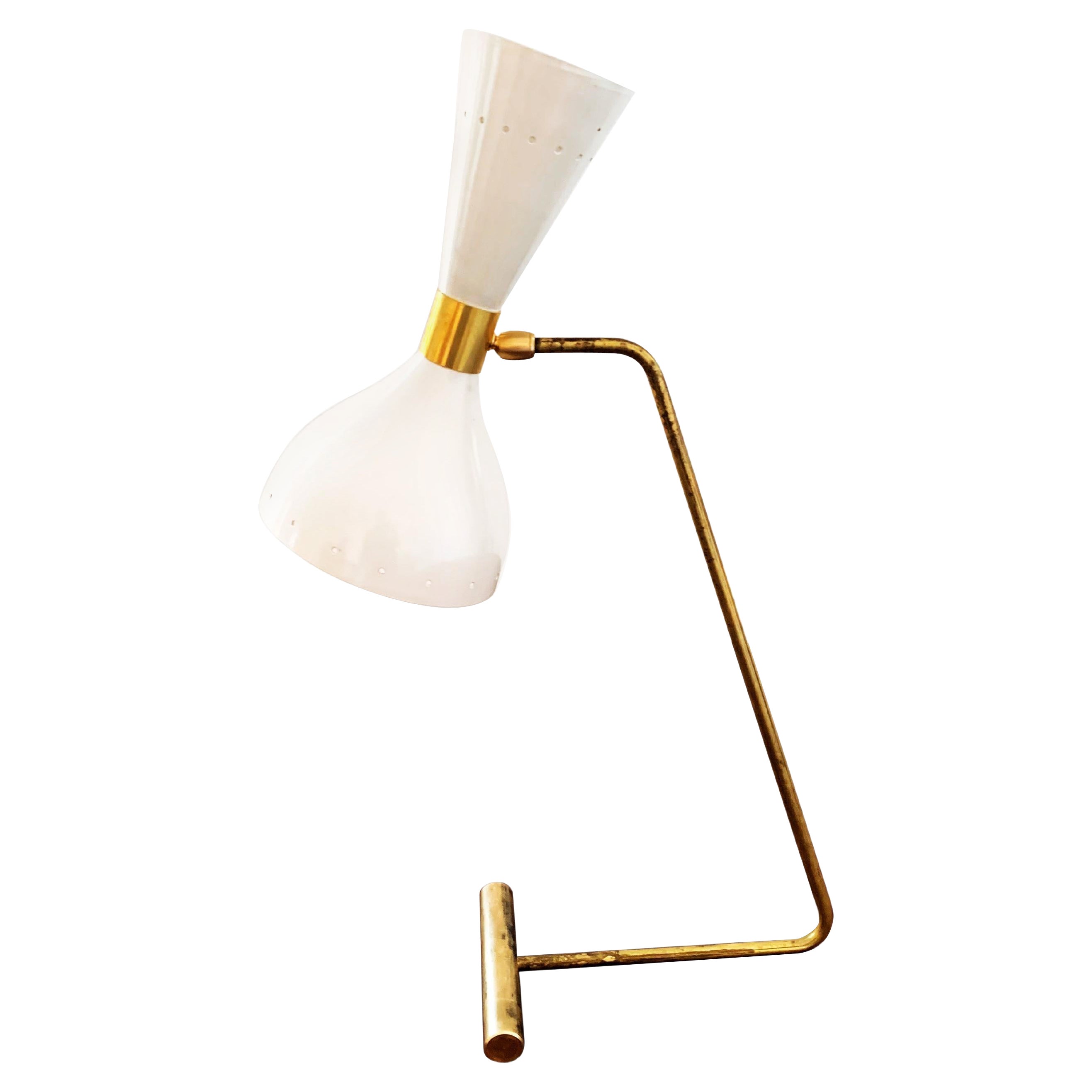 Italian Modern Table Lamp in Brass and Enamel by Fabio Ltd