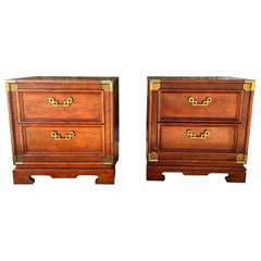 Comodini Chinoiserie in radica e ottone d'epoca - una coppia