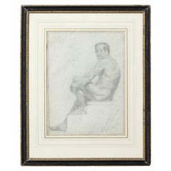 Mid-19th Century Irish Drawing of Male Nude by Alfred Elmore