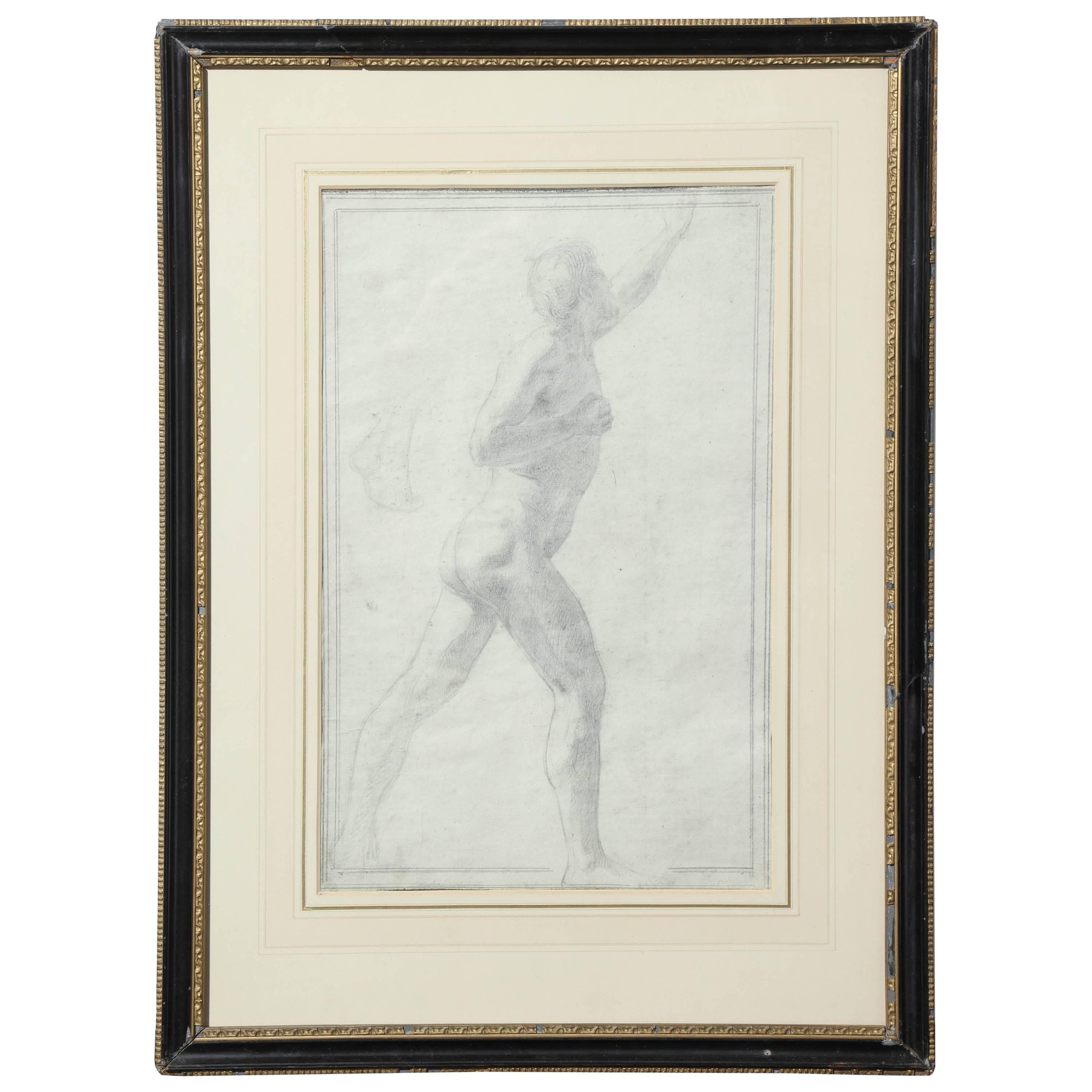 Drawing of a Male Nude by Alfred Elmore For Sale