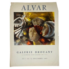 Original French Cubist Art Exhibition Poster from Galerie Drouant Paris France
