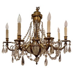 Antique French Crystal and Bronze D' Ore Chandelier, Circa 1890's.