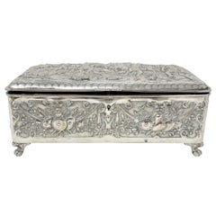 Antico Jewell Box in argento continentale, circa 1875-1895.