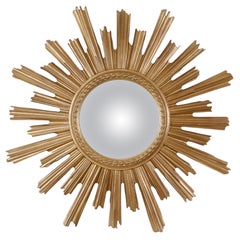 Vintage Sunburst Sun Mirror Gold-colored Resin Sixties 60cm