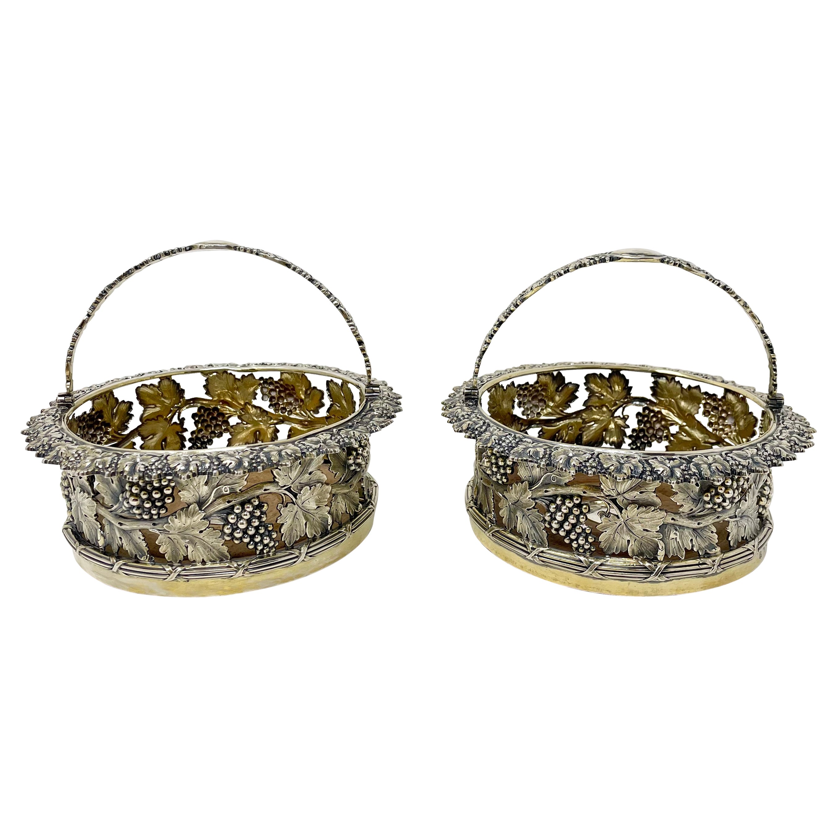 Par de posavasos ingleses antiguos de plata de ley de Sheffield Ca. 1830