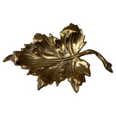 Vintage English Country Cast Brass Oak Leaf Bowl or Catchall