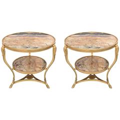 Exceptional Pair of 19th Century French Bronze and Marble Gueridons 6