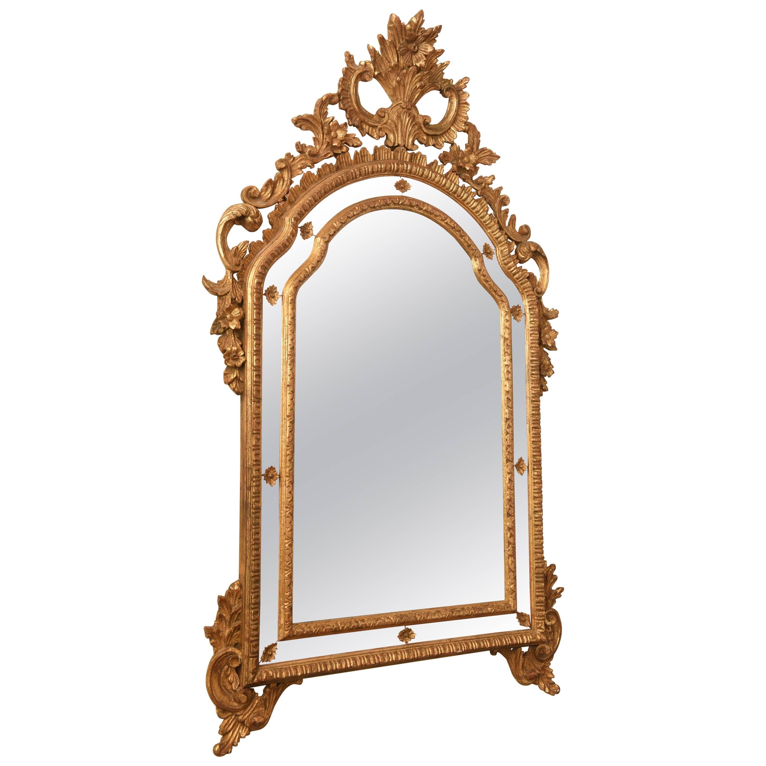 Italian Mirror in Foliate Giltwood Frame, Early 20th Century