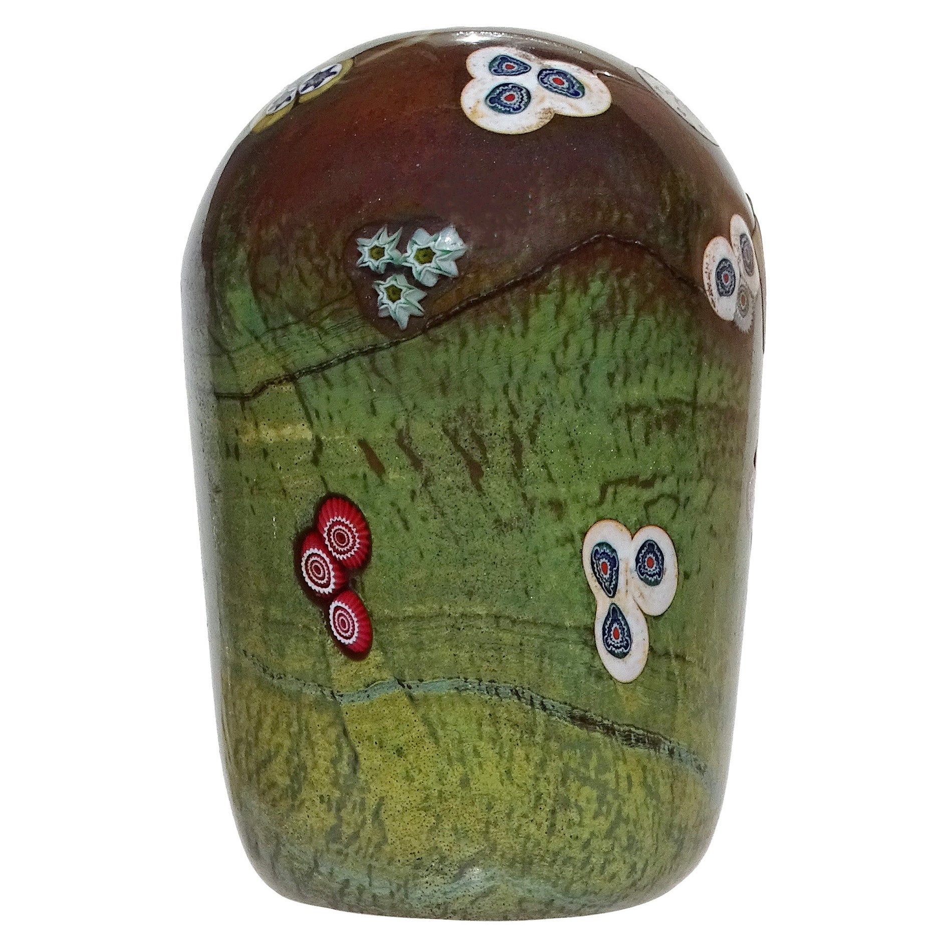 Pisapapeles de cristal artístico italiano Murano Ópalo Calcedonia Flor Millefiori