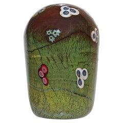 Pisapapeles de cristal artístico italiano Murano Ópalo Calcedonia Flor Millefiori