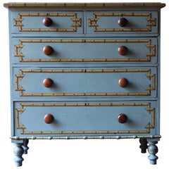 19th Century English Painted Chest of Drawers, Faux Bamboo, Victorian
