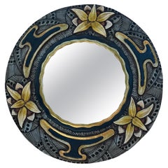 Espejo Vintage En Marco De Madera Con Motivo Floral