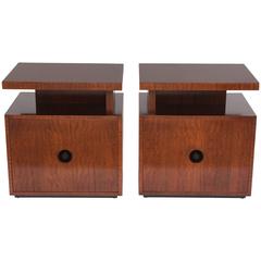 Pair of Moderne Side Tables in Ribbon-Mahogany by Andrew Szoeke Associates