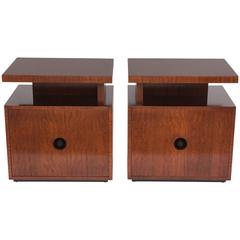 Pair of Moderne Side Tables in Ribbon-Mahogany by Andrew Szoeke Associates