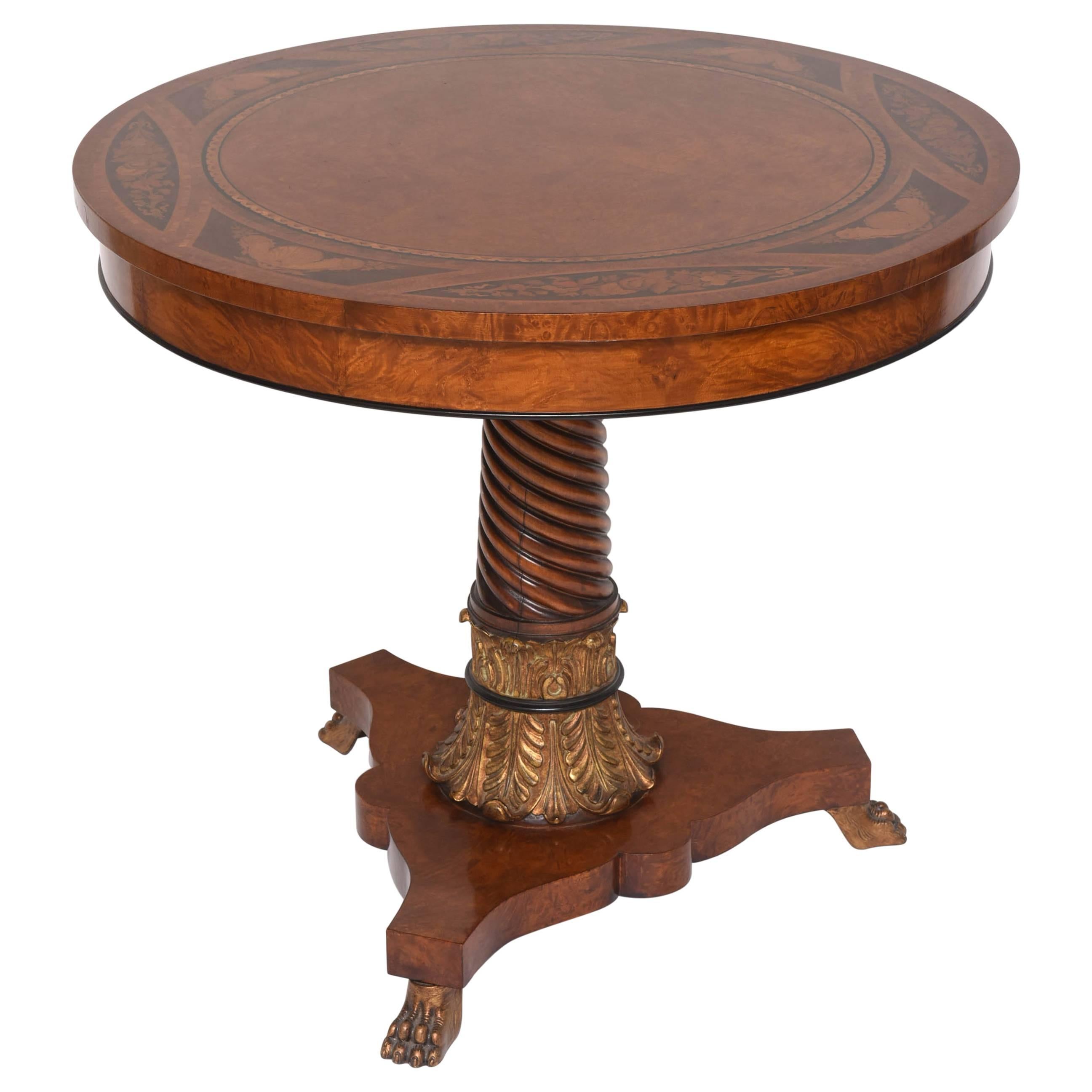 Neoclassical Style Center Table with Marquetry Top, Rho Mobili D' Epoca, Italy