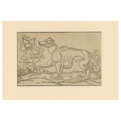Rare 1592 Woodcut of Exotic Animal from Sebastian Münster's "Cosmographia"