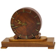 Mid-Century Modern Walnut Fireplace Vintage Clock 1948 Austria